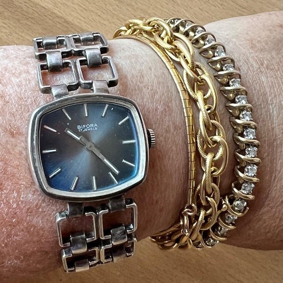 VINTAGE BIFORA 800 SILVER LADIES AUTOMATIC MECHANICAL WATCH UNIQUE BRACELET WORK main image 6